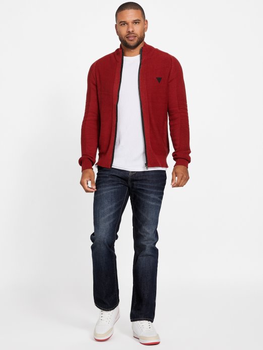 Guess Shopping Crveni Noir Chet Mock Ovratnik Džemper