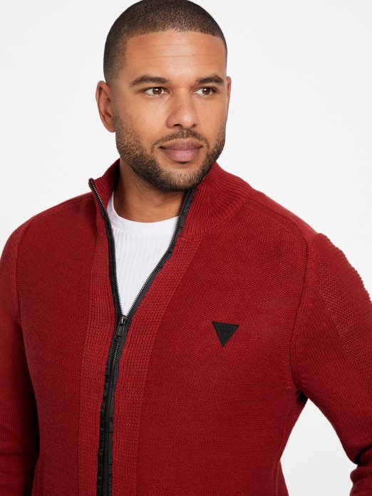 Guess Shopping Crveni Noir Chet Mock Ovratnik Džemper