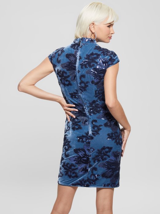 Guess Shopping Cvijet Plave šljokice Estella Haljina Sa šljokicama