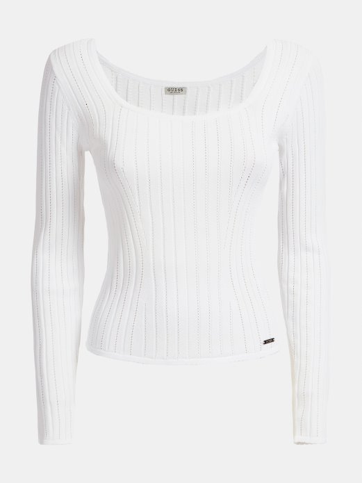 Guess Shopping Džemper Od Mješavine Viskoze Bijeli