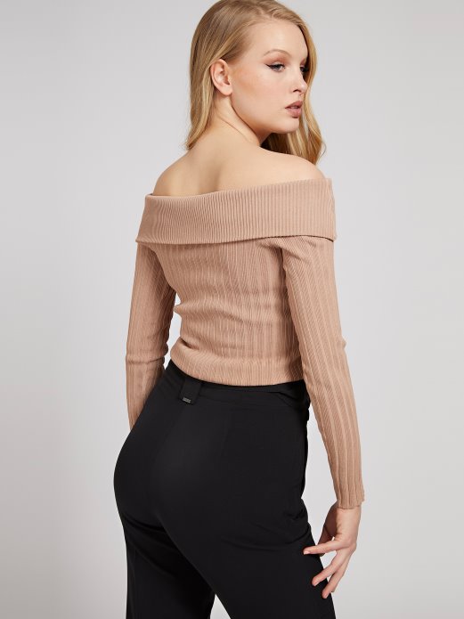 Guess Shopping Džemper S Otvorenim Ramenima Bež