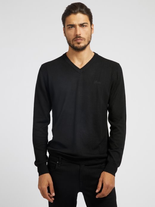 Guess Shopping Džemper S V Izrezom Crni