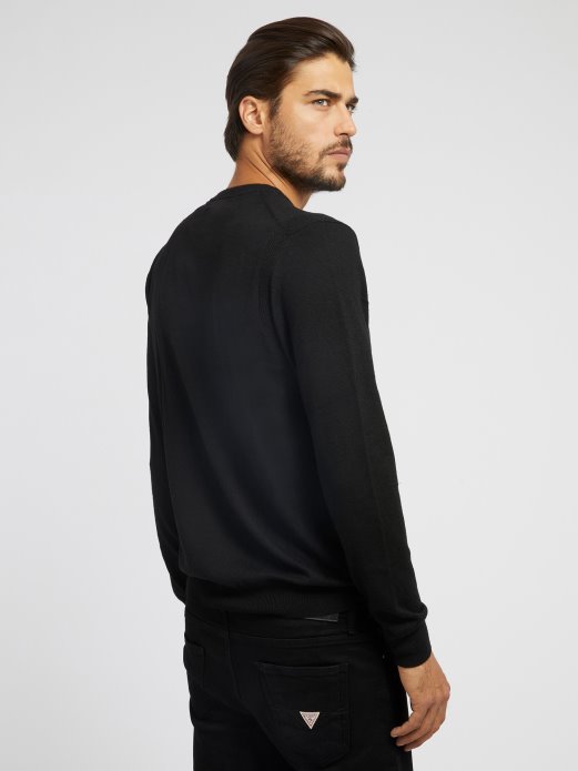 Guess Shopping Džemper S V Izrezom Crni