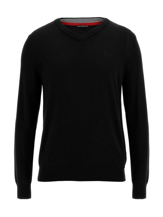 Guess Shopping Džemper S V Izrezom Crni