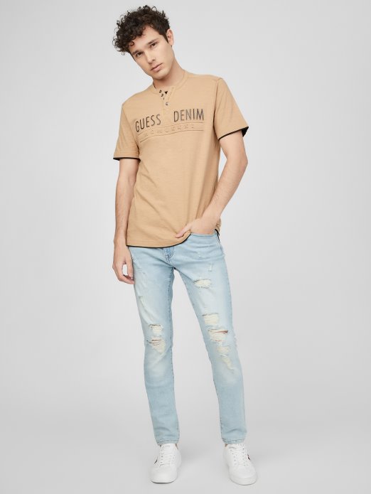 Guess Shopping Edgar Henley Tee Toast Taupe