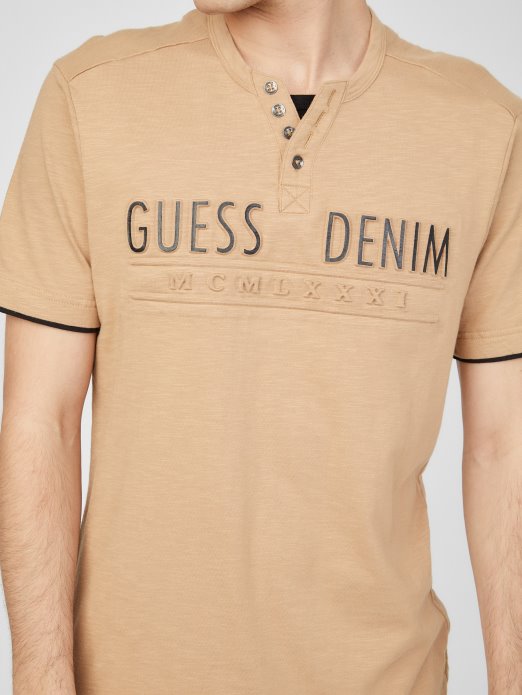 Guess Shopping Edgar Henley Tee Toast Taupe