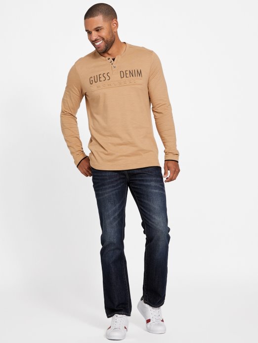 Guess Shopping Edgar Logo Majica Dugih Rukava Toast Taupe