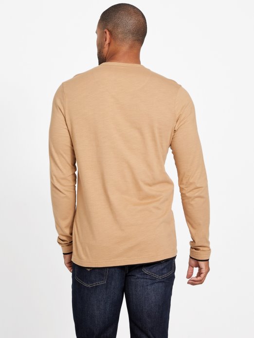 Guess Shopping Edgar Logo Majica Dugih Rukava Toast Taupe