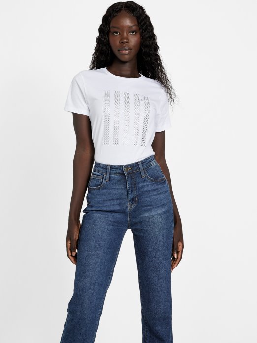 Guess Shopping Eko Felix Bling Majica čisto Bijela