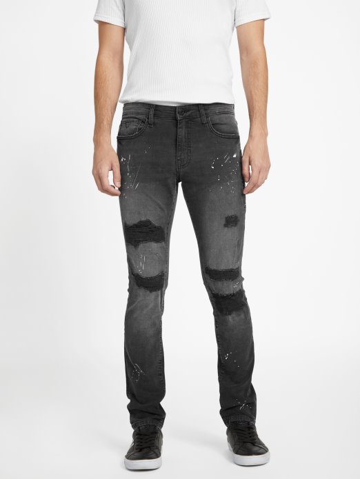 Guess Shopping Eko Liam Skinny Jeans Black Destroy
