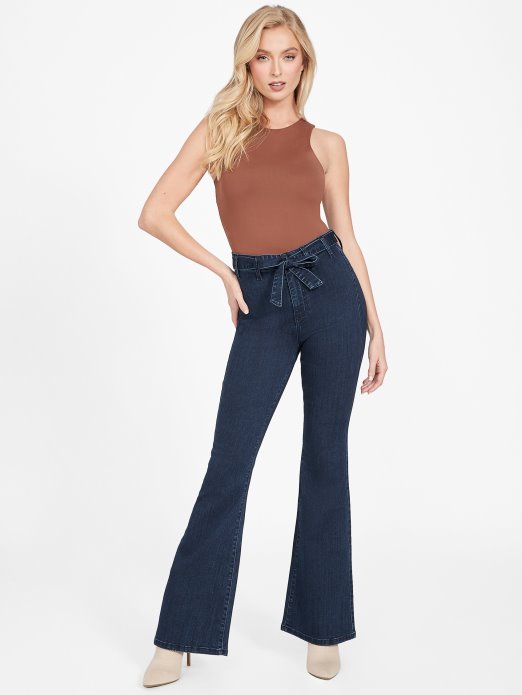 Guess Shopping Eko Paloma široke Hlače S Remenom Tamno Pranje