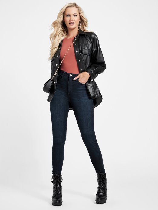 Guess Shopping Eko Simmone Uske Traperice Visokog Rasta Ispiranje Pranje