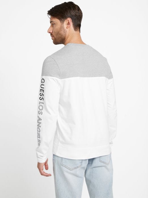 Guess Shopping Eko Zioin čista Bijela Majica Dugih Rukava S Blokovima Boja