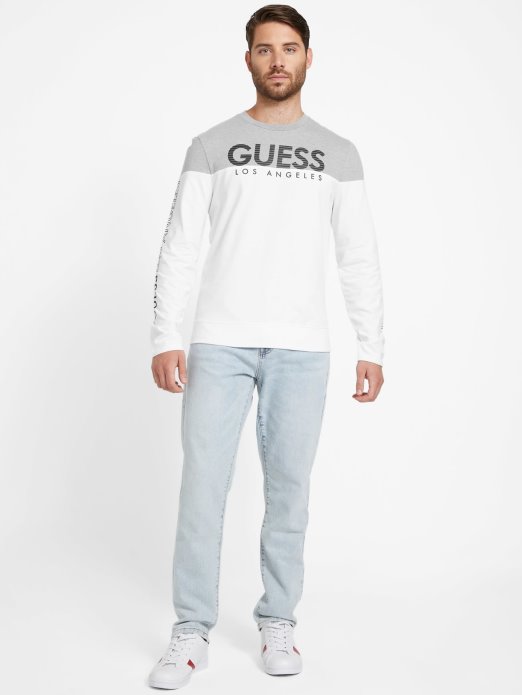 Guess Shopping Eko Zioin čista Bijela Majica Dugih Rukava S Blokovima Boja