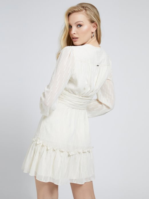 Guess Shopping Fit And Flare Haljina Od šifona Krem