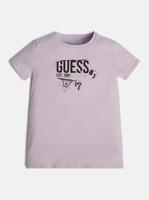 Guess Shopping Front Logo T-shirt Lila