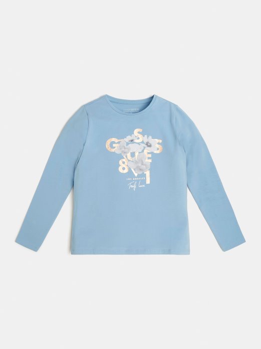 Guess Shopping Front Logo T-shirt Svijetloplava