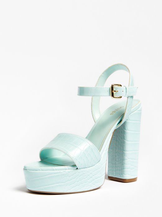 Guess Shopping Gabela Krok Print Sandala Svijetlo Plava