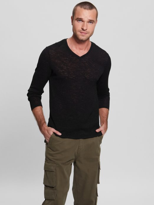 Guess Shopping Gaza Majica Dugih Rukava Jet Crna