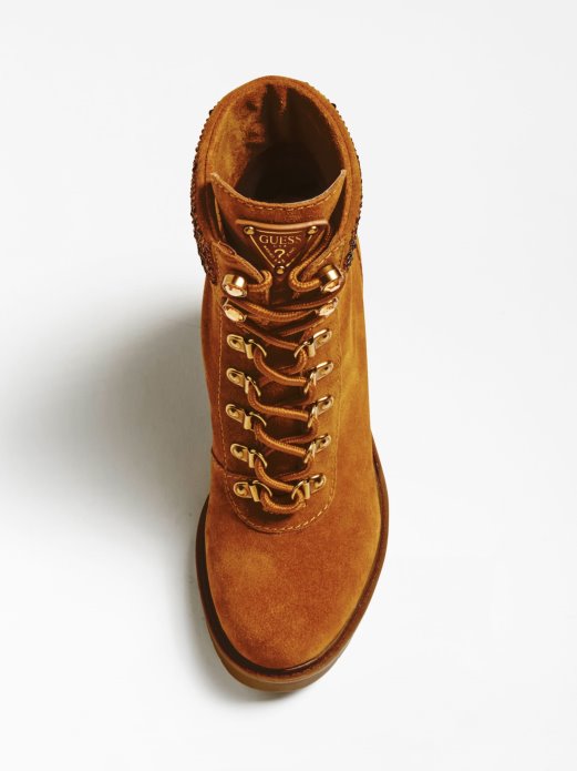 Guess Shopping Gelyn Gležnjače Od Prave Kože Smeđe