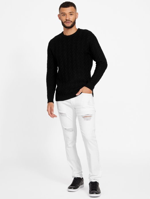 Guess Shopping Geometrijski Pulover S Okruglim Izrezom Jet Crni