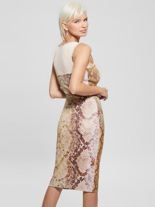 Guess Shopping Glam Zmijski Print Amanda Haljina Od Zmijske Kože