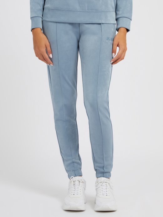 Guess Shopping Hlače Za Trčanje Od Plave Umjetne Antilop Kože