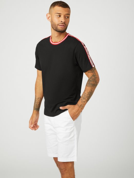 Guess Shopping Hyatt Logo Tape Tee Jet Black