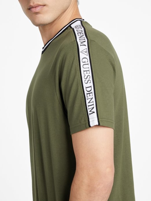 Guess Shopping Hyatt Logo Tape Tee Olive Morning