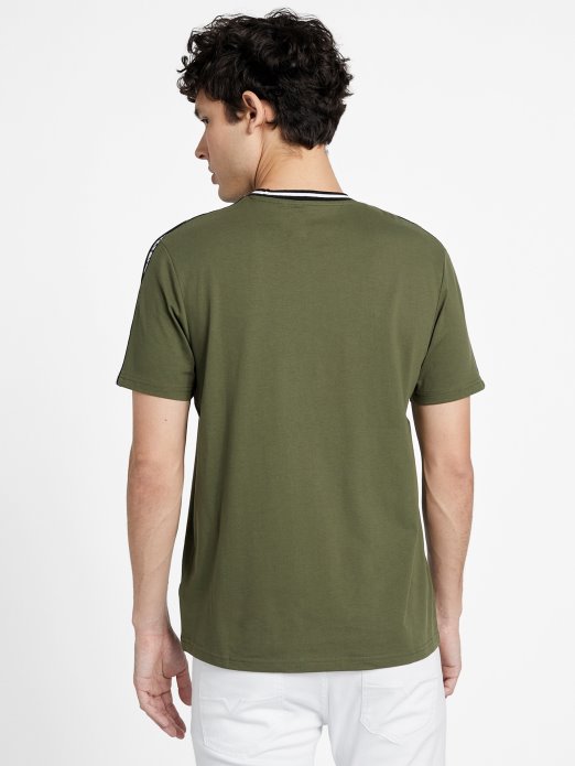 Guess Shopping Hyatt Logo Tape Tee Olive Morning