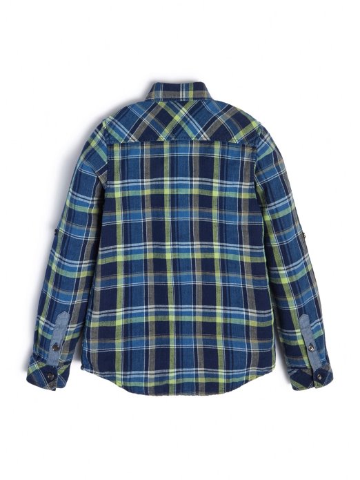 Guess Shopping Indigo Zelena Karirana Košulja Dugih Rukava Od Poplina (7-16)