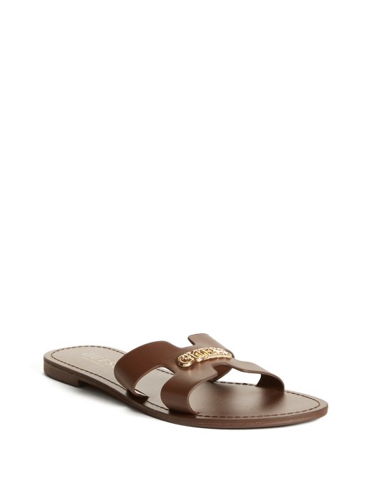 Guess Shopping Isabell Slide Sandals čokolada