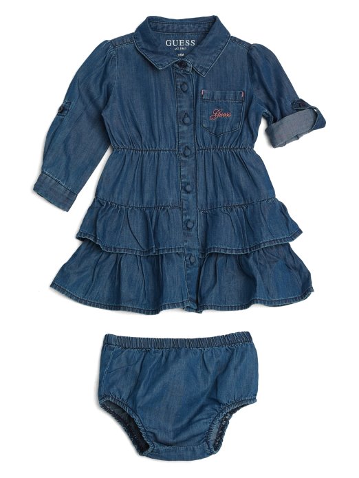 Guess Shopping Isprana Plava Noćna Haljina Od Trapera U Slojevima (3-24m)