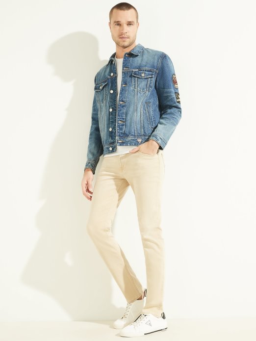 Guess Shopping Jakna S Izvezenim Zastavama U Plavoj Boji Dillon