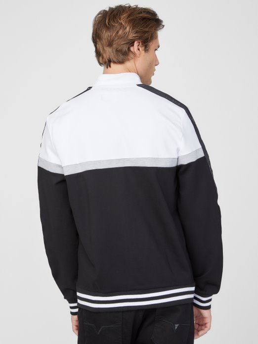 Guess Shopping Jet Black Andrew Color-block Jakna Na Patentni Zatvarač
