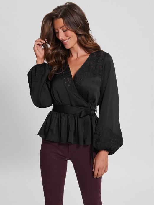 Guess Shopping Jet Black Eco Adora Wrap Top