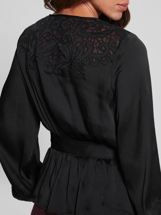 Guess Shopping Jet Black Eco Adora Wrap Top