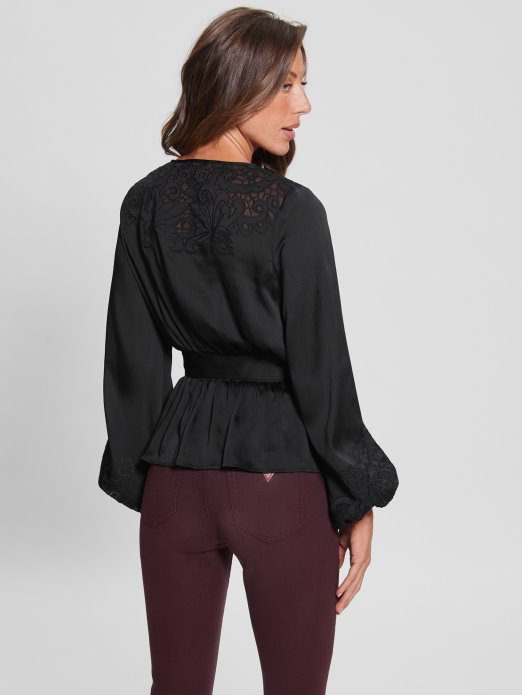 Guess Shopping Jet Black Eco Adora Wrap Top