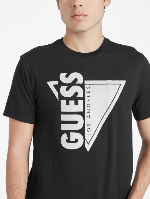 Guess Shopping Jet Crna Jasso Majica S Reflektirajućim Logotipom S Okruglim Ovratnikom