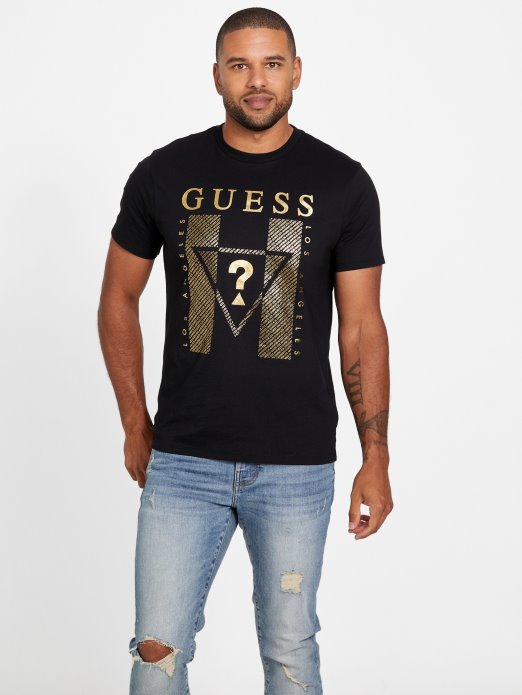 Guess Shopping Jet Crna Kwes Majica S Okruglim Izrezom S Logotipom