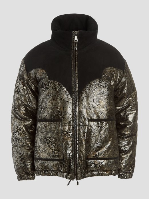 Guess Shopping Jet Crna Loise Kožna Pufer Jakna