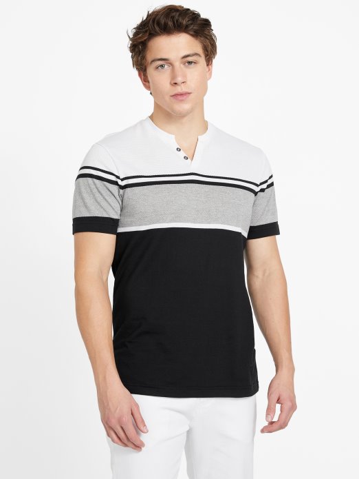 Guess Shopping Jet Crna Multi Chucky Prugasta Majica S Prorezom