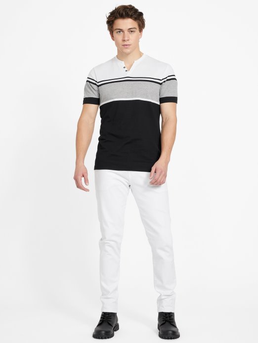 Guess Shopping Jet Crna Multi Chucky Prugasta Majica S Prorezom