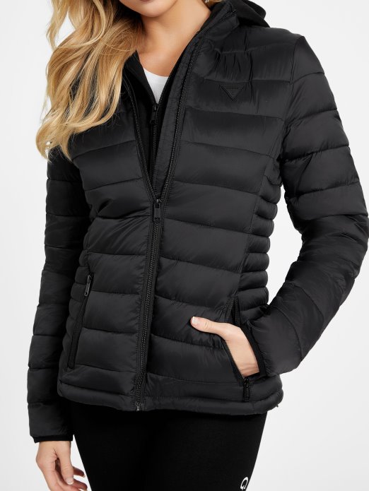 Guess Shopping Jet Crna Pufer Jakna S Kapuljačom Elisa