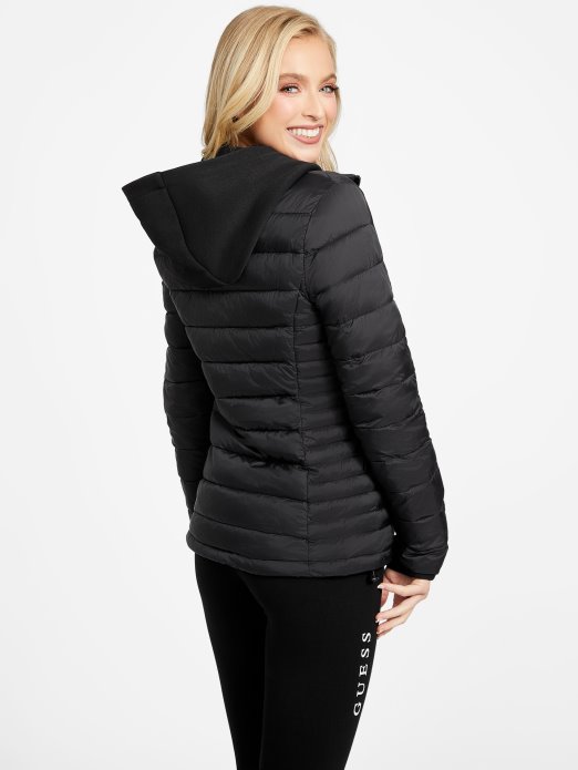 Guess Shopping Jet Crna Pufer Jakna S Kapuljačom Elisa