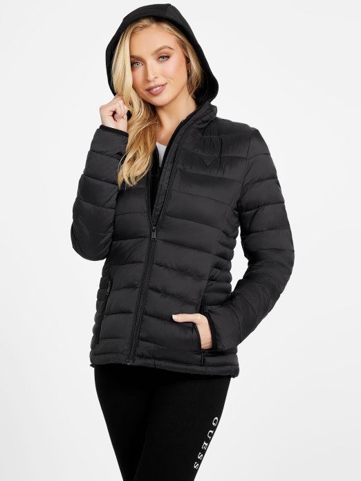 Guess Shopping Jet Crna Pufer Jakna S Kapuljačom Elisa