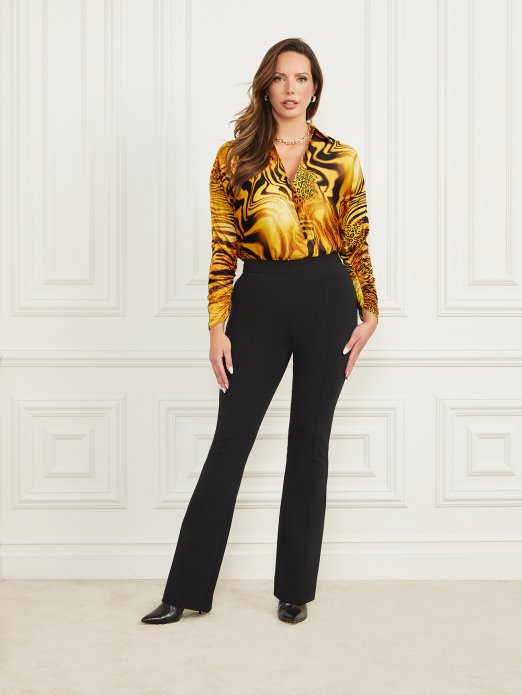 Guess Shopping Jet Crne Chloe Lepršave Hlače