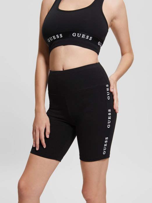 Guess Shopping Jet Crne Eco Aline Logo Trake Biker Kratke Hlače