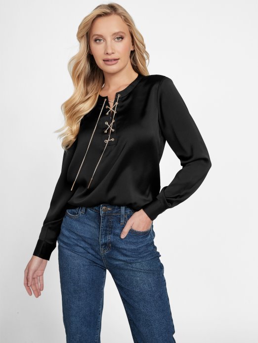 Guess Shopping Jet Crni Mayra Satenski Top
