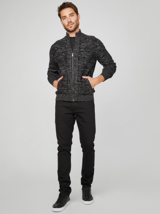 Guess Shopping Jet Crni Multi Chet Marled Džemper Lažnog Ovratnika